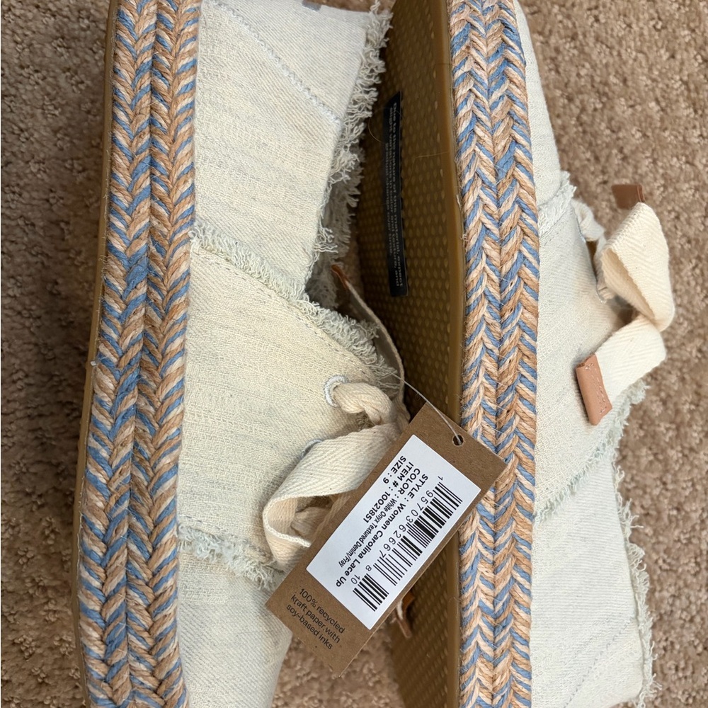Toms Cream and Blue Espadrille Shoes